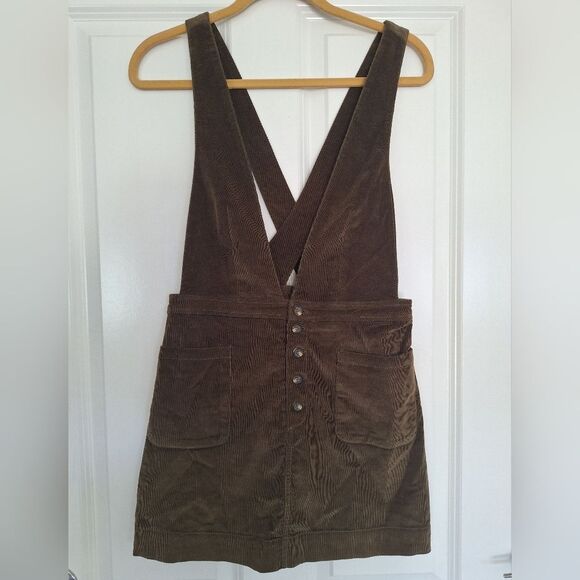 Free People Green Corduroy Mini Dress Size 4 - Picture 1 of 6